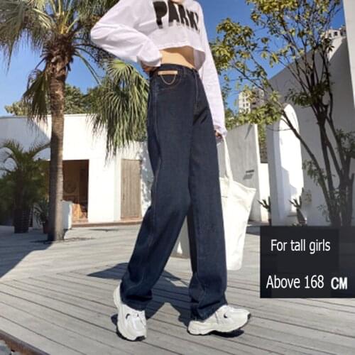 Herfst Uitgebreide Vrouwen Jeans Hoge Taille Rechte Broek Mujer Wijde Pijpen Jeans Losse Casual Broek Denim Pull Up Voor lange M