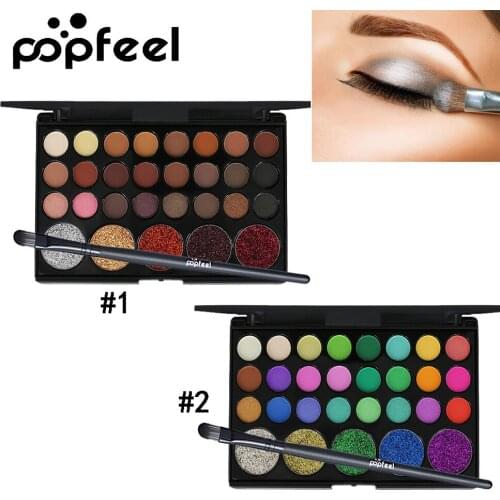 Popfeel 29 Colors Eyeshadow Palette Glitter Shinny Waterproof Long Lasting Matte Earth Powder High Textured Eye Makeup Beauty