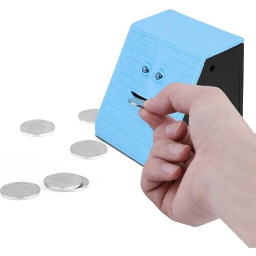 Plastic Face Bank Human Face Smart Sensor Piggy Bank Electric Coin Can Eat Money Face Piggy Bank Store Coins