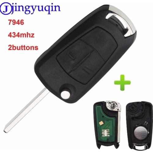 Jingyuqin Car Flip Remote Key Fob 2 Buttons ASK 434Mhz PCF7946 For Vauxhall Opel Astra H 2004 2005 2006 2007 2008 2009 Zafira B