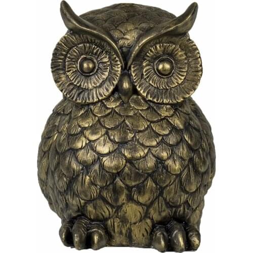 Qdec Handwork Casting Material Fashionable Design Bedroom Living Room and Offices For Modern Designed Owl Trinket Gold Sculpture