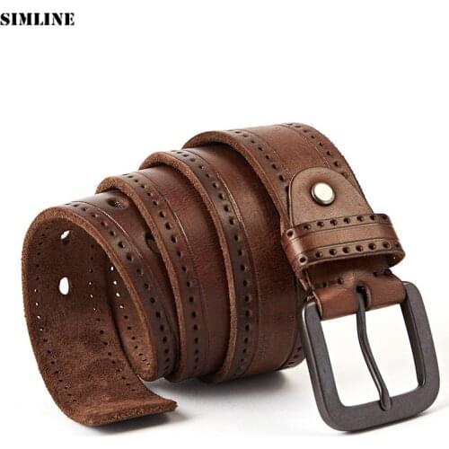 High Quality Genuine Leather Belt Men Real Cowhide Pin Buckle Luxury Designer Male Belts Vintage Fashion Jeans Strap For Man