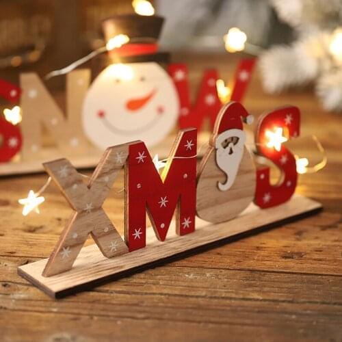 Christmas Decoration Home Wooden Word Letters Christmas Ornaments for Home Table Decoration Figurines Miniatures Decoration Craf
