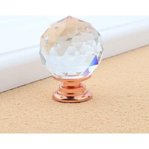 30mm Crystal Ball Knobs Rose Gold Glass Handle Cabinet Hardware Glass Drawer Wardrobe Knobs European Modern Minimalist Handles