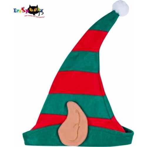 4 pcs Santa Hat Adult Women Christmas Cap Pom Pom Fur 2017 Striped Funny Hat Ear New Year Hats Men Costume Accessories