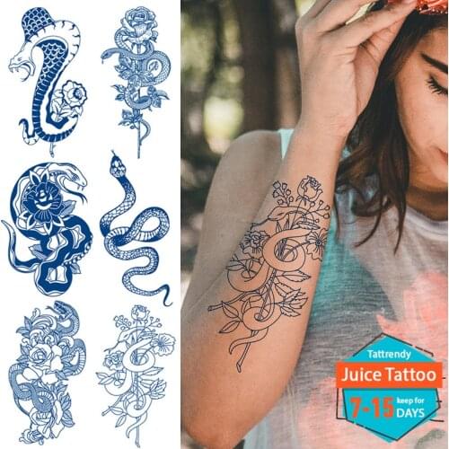 Juice ink long lasting waterproof temporary tattoos snake rose dragon sexy tattoo sleeve armband body art beauty for women men