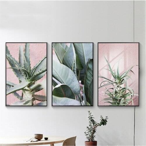 HAOCHU Plant Nordic Modern Canvas Painting Wall Art DIY Print Poster Green Leaf Cactus Bedroom Office Corridor Backdrop Decor