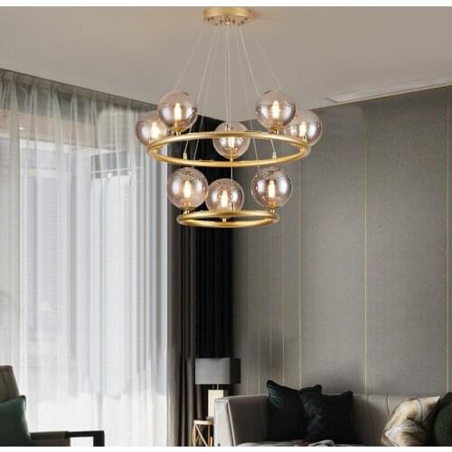 Modern glass ball crystal chandeliers ceiling luminaire suspendu modern led chandelier design lamp bedroom luzes de teto