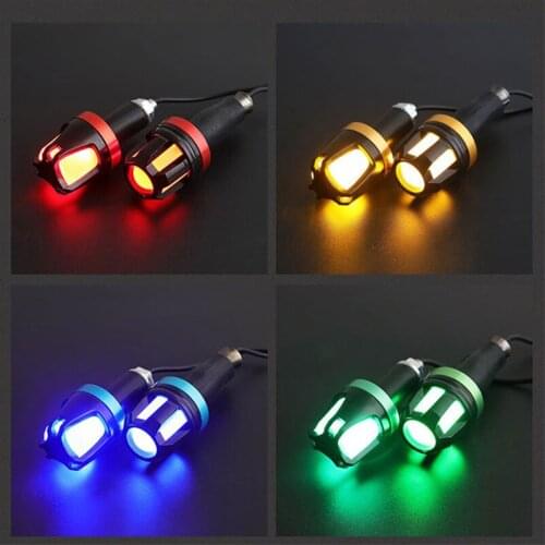 Motorcycle Handlebar End LED Turn Signal Light 5W 4500K Moto Handle Bar Grip Plug Side Marker Lamp Lightings
