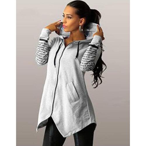 Autumn winter women Hoodies sweatshirts letter print pullover harajuku plus size zipper irregular top sportswear