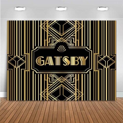 Great Gatsby Birthday Backdrop Vintage Gold Birthday Photography Background Birthday Party Decoration Photo Background