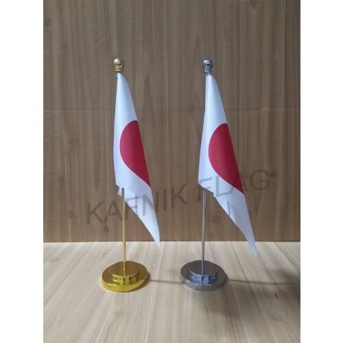 KAFNIK,Japan Office table desk flag with gold or silver metal flagpole base 14*21cm country flag free shipping