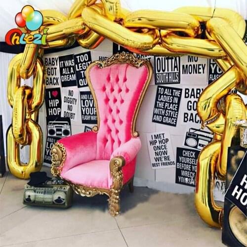 DIY Large Gold chain balloons Rap hip hop style Disco Dance party wedding birthday party decorations ballon silver black red