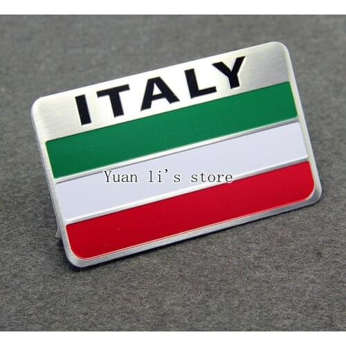 1X Italy Flag Aluminum Alloy Car Body Sticker Badge Emblem stick 80*50mm Car Styling