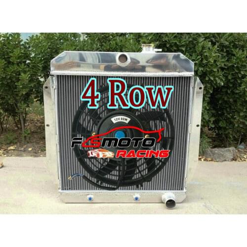 4 ROW Aluminum Radiator + Fan For Chevy Pickup Truck C/K 3000 Series Suburban 3.5/3.8/4.3L 217/235/261Cu 1947-1954 AT/MT