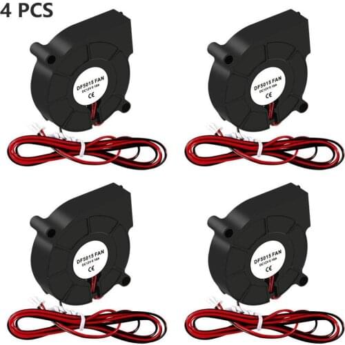 4 PCS 5015 DC 12V/24V Brushless Blower Cooling Fan 50mm x 50mm x 15mm Cooling Fan 2 Pin Terminal for 3D Printer Hotend Extruder