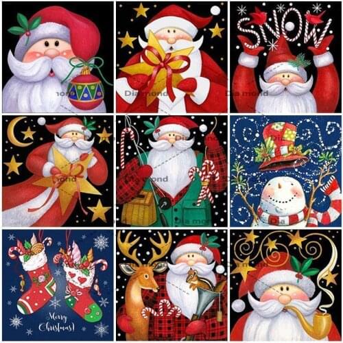 5D Diamond Painting Santa Claus Cross Stitch Full Square/Round Diamond Embroidery Snowman Mosaic Christmas Gift Wall Art Decor