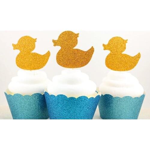 Glitter Large Yellow Cupcake Wrappers and Toppers set holders little man boy birthday wedding baby shower Supplies