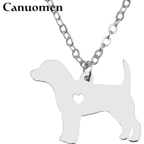 Canuomen Beagle Pendant with Love Heart Stainless Steel Animals Necklaces Pet Dogs for Men and Women Charm Jewelry