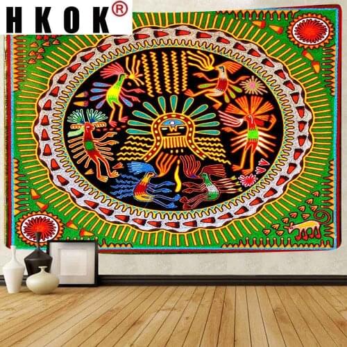 HKOK Groovy Psychedelic Tapestry Peace and Love Bohemia Hippe Flower Wall Hanging Tapestries for Living Room Bedroom Home Decor
