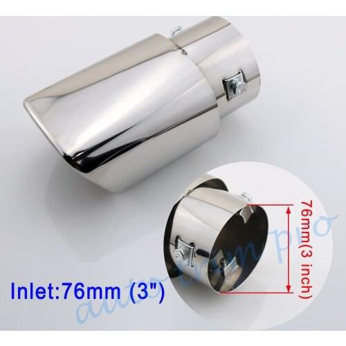 Chrome 76 mm 3" inch Inlet Tailpipe Vehicle Rear Muffler Exhaust Tail Tip Pipe Trim Stainless Steel Style