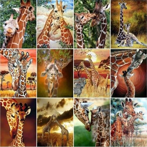 HUACAN 5D DIY Diamond Embroidery Full Display Animal Giraffe Rhinestones Mosaic Full Square Diamond Painting Home Decor Gift