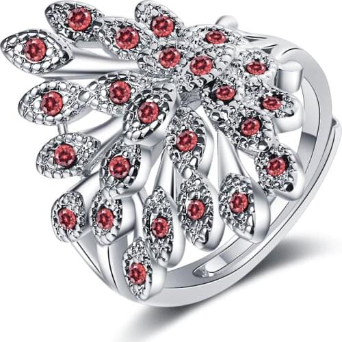 Ins Style 925 Sterling Silver Ring Inlaid With Zircon Crystal Open Peacock Ring For Woman Jewelry Gift
