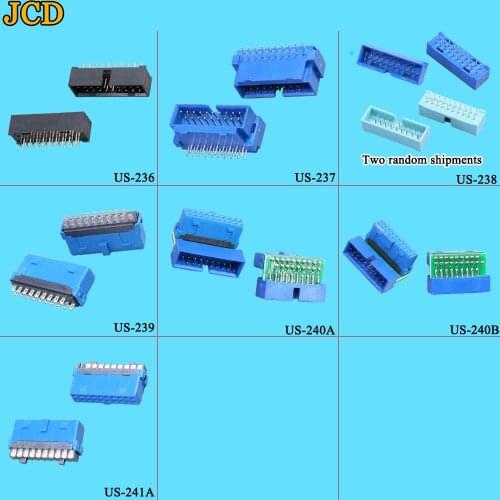 JCD 2pcs/lot USB 3.0 20pin 19pin male connector 90 /180 degree motherboard chassisplugged plate IDC 20 pin connector socket