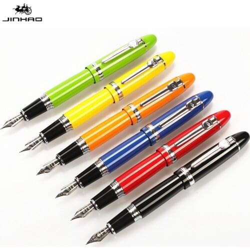 JINHAO 159 18KGP 0.7mm MEDIUM BROAD NIB FOUNTAIN PEN free with a black pen pouch 8 COLORS FOR CHOOSE metal ink pen