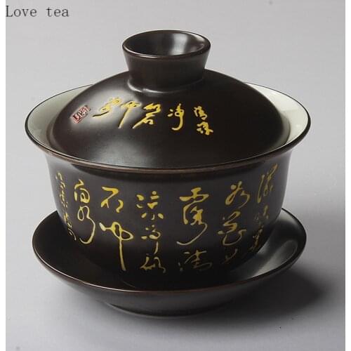 160ml Tang Shi Sancai Covered Bowl Ceramic Kung Fu Tea Set Tea Bowl Retro Tea Ceremony