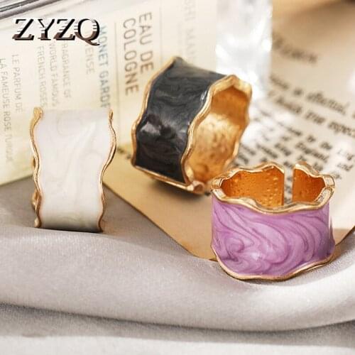 ZYZQ Simple Personality Student Joint Ring ins Creative Temperament Color Open Ring For Women Girls Fashion Jewelry Accessories