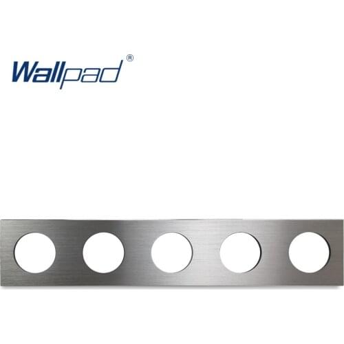 L6 DIY Quintuple 5 Frame Silver Panel Brushed Aluminum For Wall Switch Socket Metal Plate Free Combination, 430*86mm