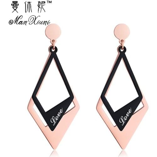 Manxiuni oorbellen 2019 New Fashion Fine High-End Jewelry Titanium Stainless Steel Rectangle Circle Stud Earrings For Women Gift