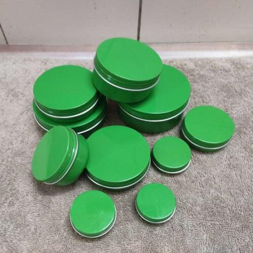 10/15/20/30/50/60/80/100/150g green empty round aluminum box metal tin cans cosmetic cream DIY refillable jar tea Aluminum Pot