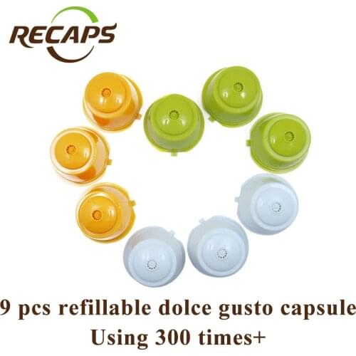 RECAPS 9pcs/pack Refillable Reusable Coffee Capsule Pod Refilling for Nescafe Dolce Gusto Machines Makers Brewer BPA Free
