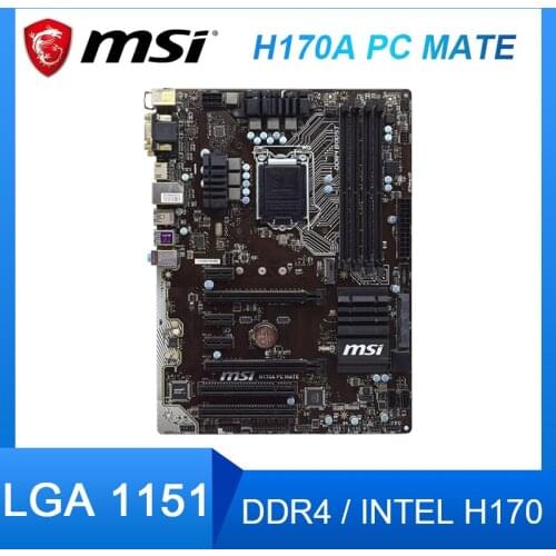MSI H170A PC MATE Motherboard LGA 1151 DDR4 Core i7/i5/i3/Pentium/Celeron cpus Intel H170 ATX PCI-E 3.0 Desktop Motherboard