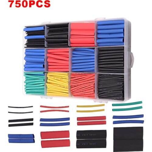 750 pcs Set Polyolefin Heat Shrink Tube Assorted Insulation Shrinkable Tube 2:1 Electronic Wire Cable Sleeve Kit can Dropship