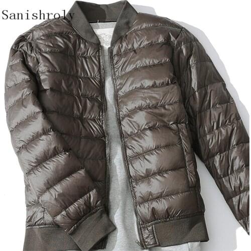 Autumn Winter Mens Lightweight Down Coat Ultra Light 90% White Duck Down Parka Jacket Male Short Windproof Baseball Outwears