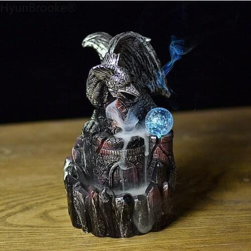 Fly Dragon resin Incense Holder Backflow Incense Burner With LED Lights Figurine Incense Cone Holders Decorations Christmas Zen