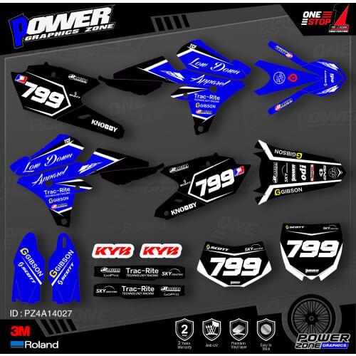 PowerZone Custom Team Graphics Backgrounds Decals 3M Stickers Kit For YAMAHA 14-18 YZ250F 15-18 YZ250FX WRF250 14-17 YZ450F 027