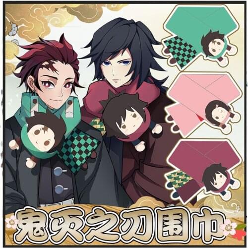 Anime Demon Slayer Kimetsu No Yaiba Tanjiro Kamado Nezuko Cosplay Costumes Scarves Warm Winter Scarf Halloween For Men CS086