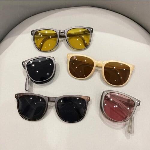 Polarized Glasses Men Foldable Sunglasses With Case Box Vintage Women Sun Glasses Men Driving Night Glasses UV400 Oculos de sol