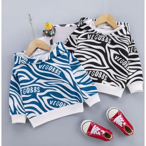 New boys' Hoodie long sleeve Hoodie spring thin clothes girls' Hoodie childrens sweatershirt stripe zebra pattern 1-5 years old