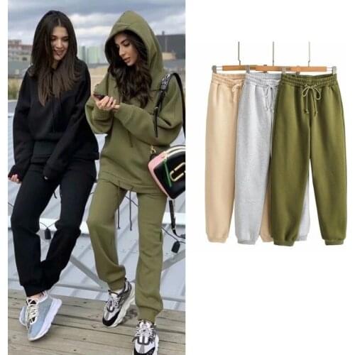 Sweatpants Women Cotton Pants Kalenmos Solid High Waist Joggers Women Lace-up Korean Japan Women tracksuit Streetwear Jogger