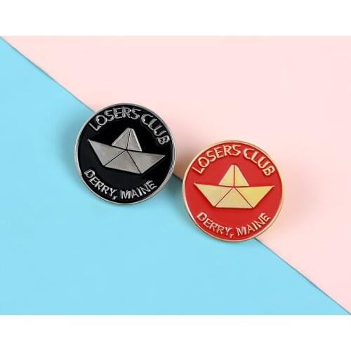 Fun Retro Round Red Black Loser Enamel Brooch Alloy Badge Clothes Bag Custom Pin Woman Jewelry Accessories Gift For Kid