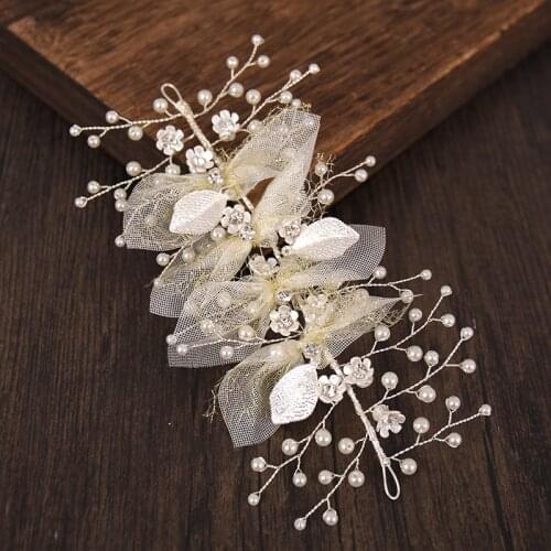 Fashion Women Headbands Pearls Crystal Flowers Tiaras Hair Vines Hairband Silver Color Wedding Hair Accessories Bridal Headpiece
