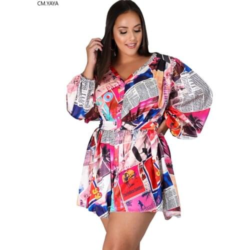 CM.YAYA Active Wear Plus Size 2XL-6XL Women Long Sleeve Blouses Bodysuit Jumpsuit One Piece Romper Playsuit Overalls