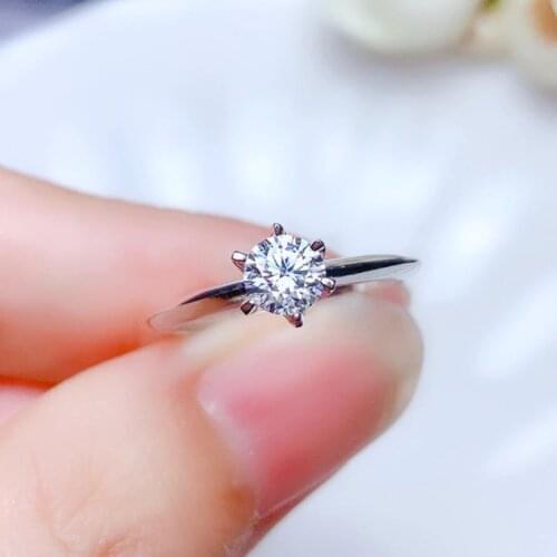 0.5CT Moissanite Ring for Women Wedding Party Anniversary Gift 5MM Lab Diamond Classic Style Jewelry Real 925 Sterling Silver