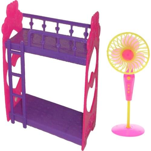 1/6 Bunk Bed Fan Set Model Dollhouse Miniature Furniture for Dolls Accessory Kids Children Pretend Play Toy
