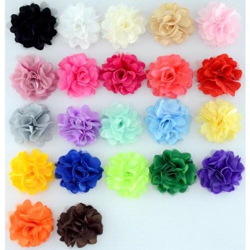 10PCS 2" Satin Mesh Flowers for DIY Baby Girls Headwear Hair Accessories Boutique Wedding Decoration Hair Flower Head Flowers